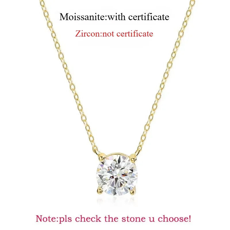 Smyoue 1-5CT Rose Gold Color Moissanite Necklace for - gold color / Zircon Not Cert / 1.5ct 7.5mm, gold color / Zircon Not Cert / 5ct 11mm, gold color / Zircon Not Cert / 3ct 9mm, gold color / Zircon Not Cert / 2ct 8mm, gold color / Zircon Not Cert / 1ct 6.5mm, gold color / Moissanite Cert / 1.5ct 7.5mm, gold color / Moissanite Cert / 5ct 11mm, gold color / Moissanite Cert / 3ct 9mm, gold color / Moissanite Cert / 2ct 8mm, gold color / Moissanite Cert / 1ct 6.5mm