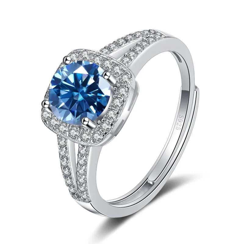 JoyceJelly 13-farbiger echter Moissanitring 1 Karat 6,5 MM