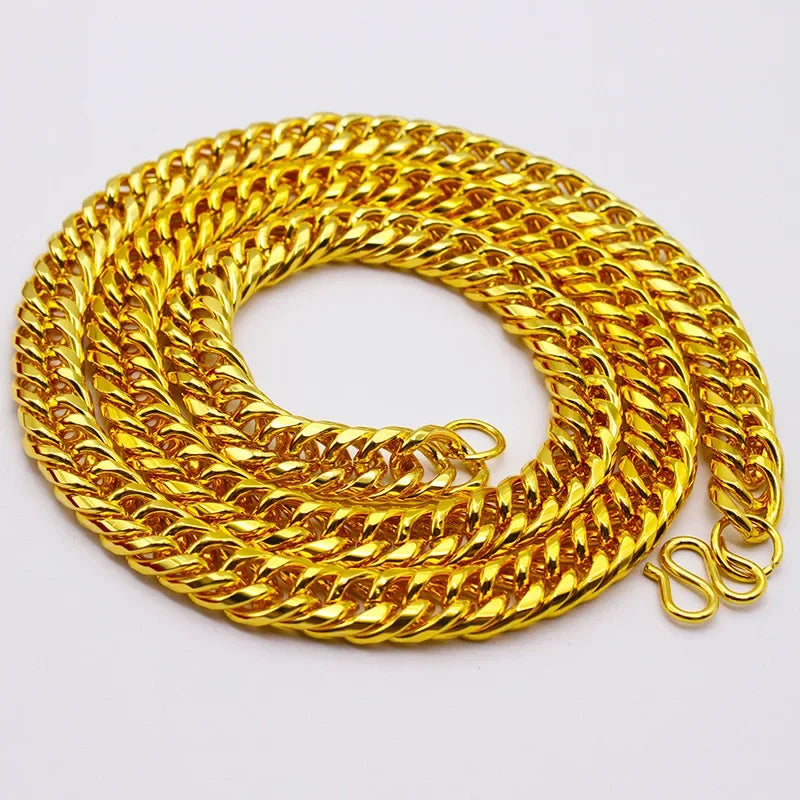 24K Solid Gold AU999 Men's Necklace 60cm, Heavy