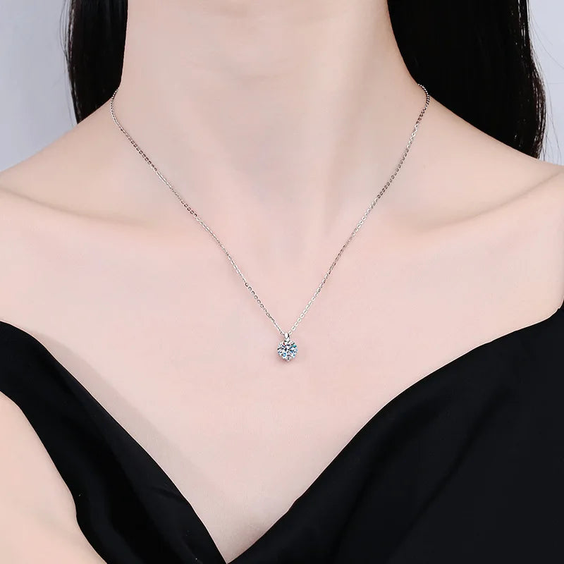 OXTAO 2CT 1CT D Color Real Moissanite Pendant Necklace