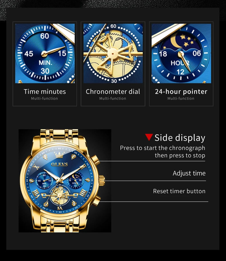Olevs Men's Watches Classic Multifunctional Flywhe