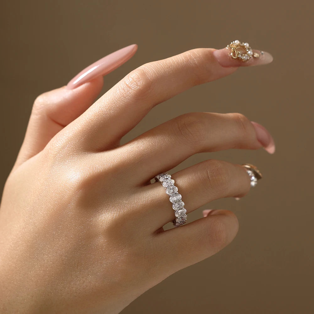 Attagems Moissanite Eternity Rings for Women Gold