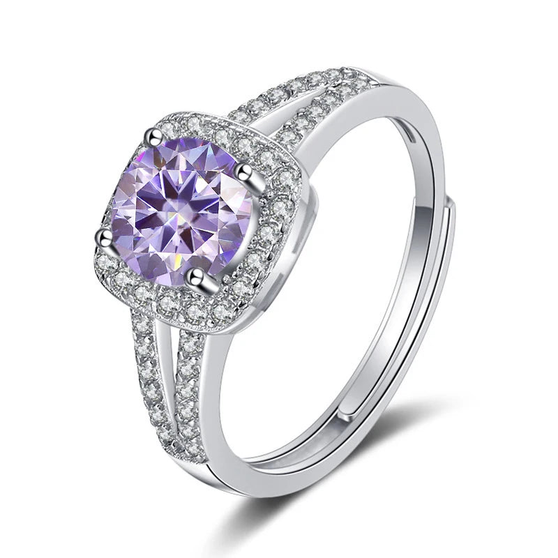 JoyceJelly 13-farbiger echter Moissanitring 1 Karat 6,5 MM