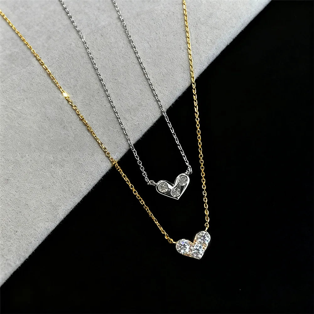 Ewya 3-Stone Round Cut Full Moissanite Pendant