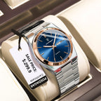 POEDAGAR Luxury Men's Watches Waterproof Luminous Date - 930 Rose Gold Blue