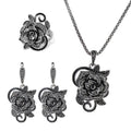 Ajojewel Rose Fleur en Strass Cristal Noir