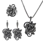 Ajojewel Rose Fleur en Strass Cristal Noir
