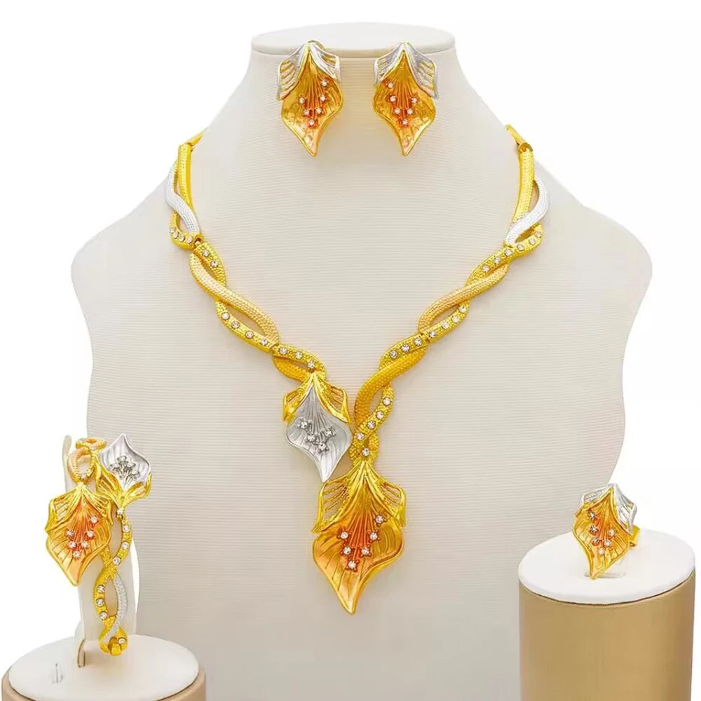 Dubai Women Gold Color Jewelry Sets African Wedding - BJ820-1-E6