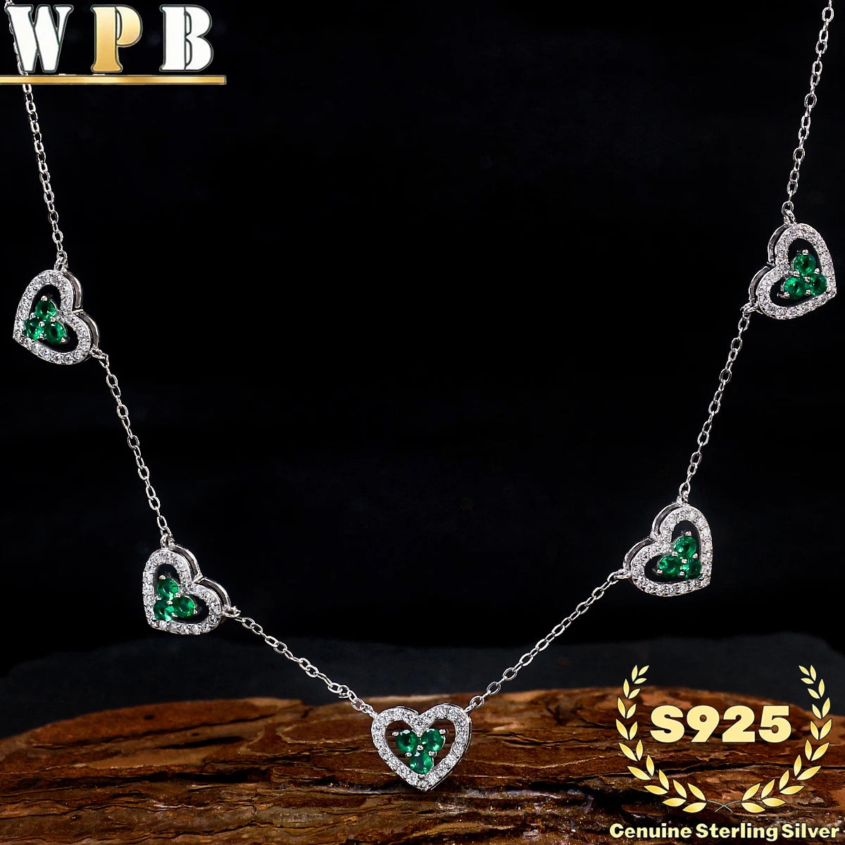 Genuine S925 Sterling Silver Necklace  5-Color Heart