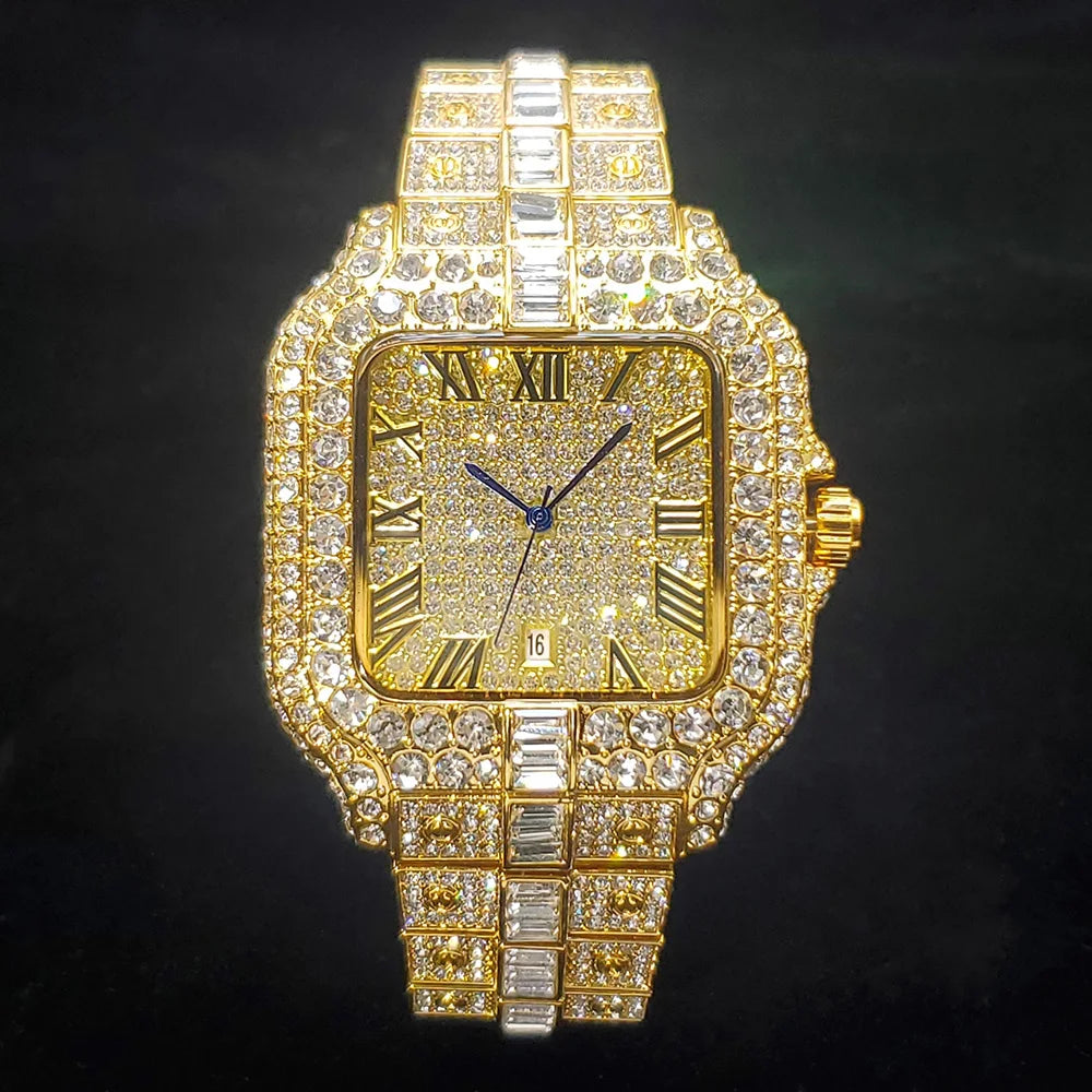 Luxury Diamond Watch for Men Hip Hop Style Bling Bling - DC06-Gold