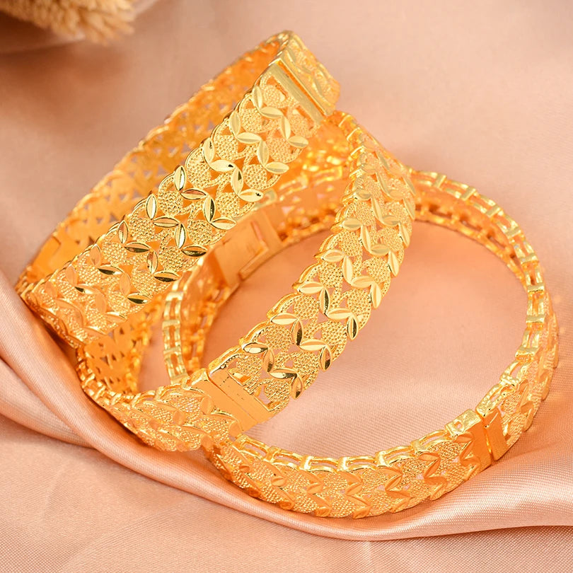 Bracelets Dubai Gold Color Bangles For Women Men Girls - 3cps / 58-60mm / Gold