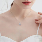 Romantic 925 Silver Necklace Rose Heart Design