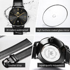 OLEVS Men's Ultra-Thin Quartz Leather Watch