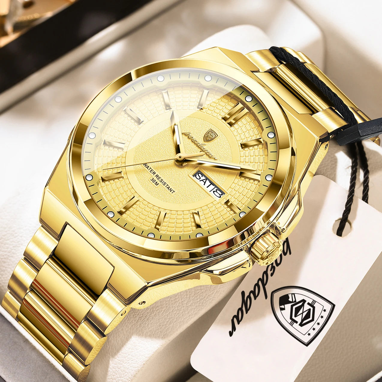 POEDAGAR Top Business Men Wristwatch Stainless Steel - 896 Gold Gold / China Mainland