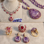3pcs Jewelry Set Large Raw Amethyst Quartz Crystal
