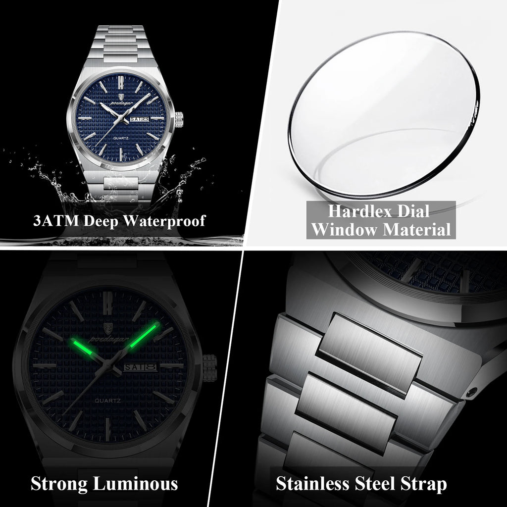 Poedagar Original Luxury Men Clock Waterproof