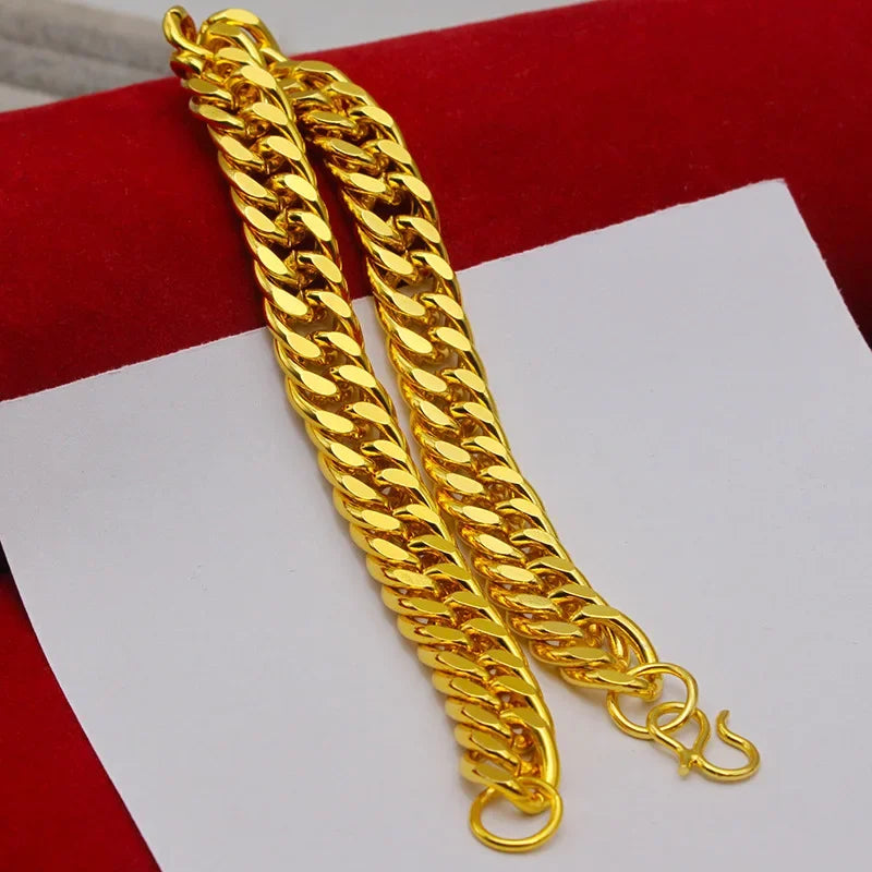 24K Solid Gold AU999 Men's Necklace 60cm, Heavy