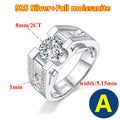 Bague moissanite pour homme couleur D en argent s925 coupe ronde