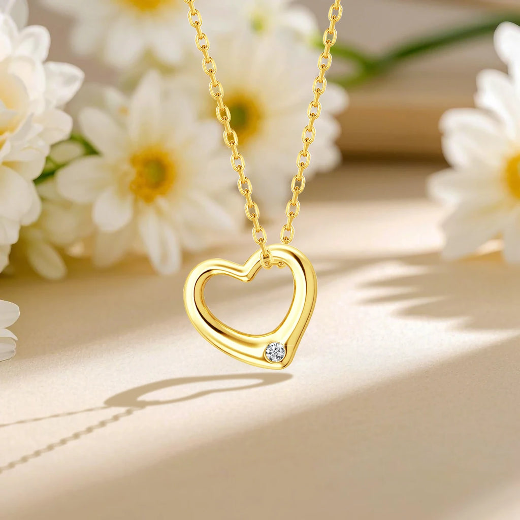 Love Shape Moissanite Pendant 14K Gold Lightweight