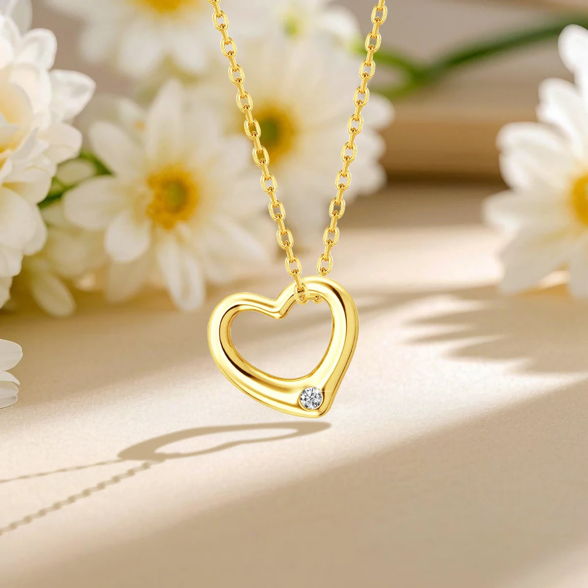 Love Shape Moissanite Pendant 14K Gold Lightweight