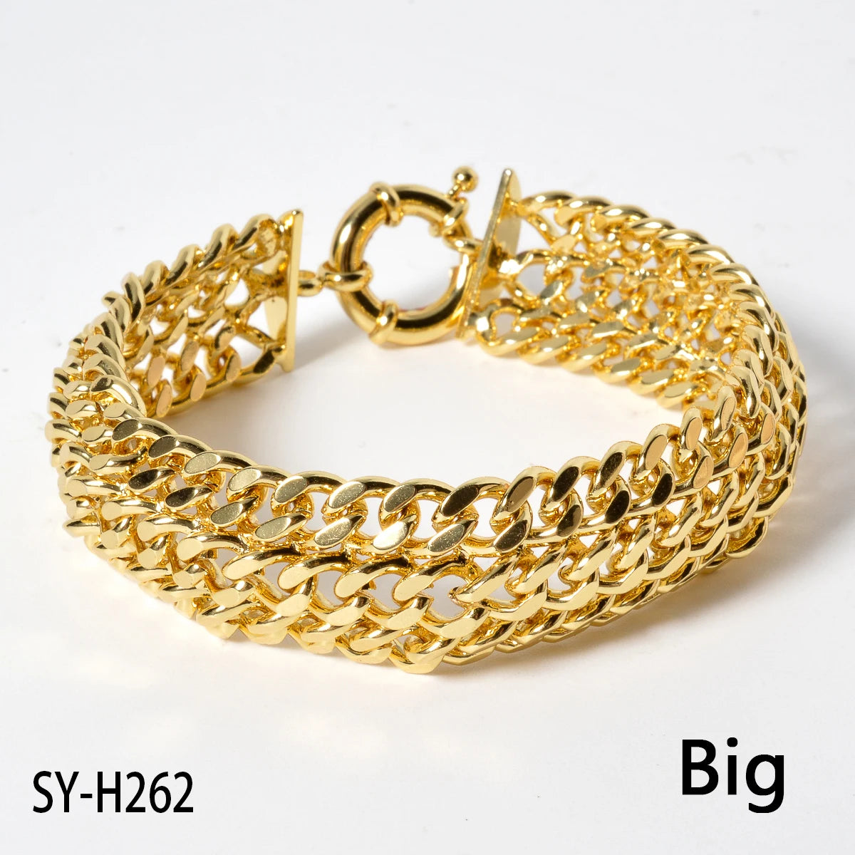 New 18MM wide copper chain bracelet unisex 18K gold - SY-H262-8in, SY-H262-7in