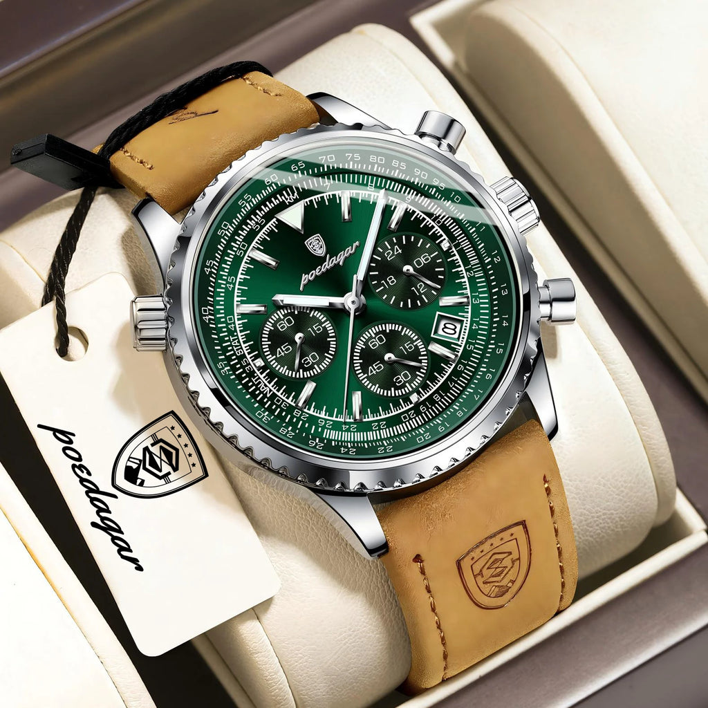 POEDAGAR Business Men Wristwatch Waterproof Luminous
