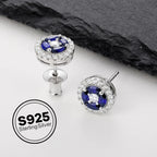 Apir Blaue Saphir-Moissanit-Ohrstecker für