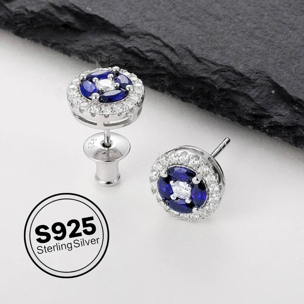 Apir Blue Sapphire Moissanite Stud Earrings for