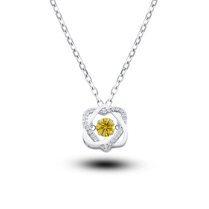 0.5ct GRA Moissanite Necklace for Women Sparkling - gold yellow / China Mainland