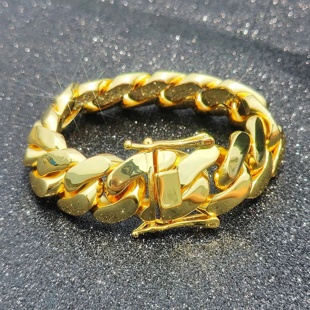 Fashion 22MM Width Miami Brass Cuban Link Chain