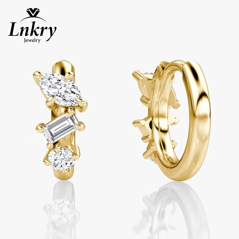 Lnkry 14K Gold Filled Three Stone Huggie Earring
