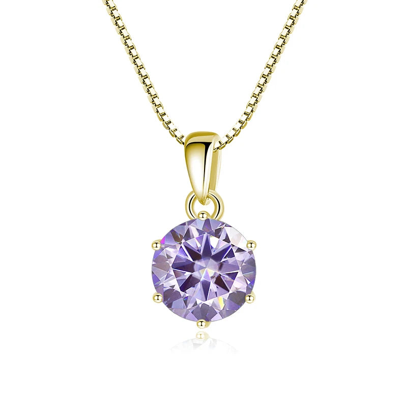 Butterflykiss 1 CT Real Moissanite Pendant Necklace - gold light purple / 45cm