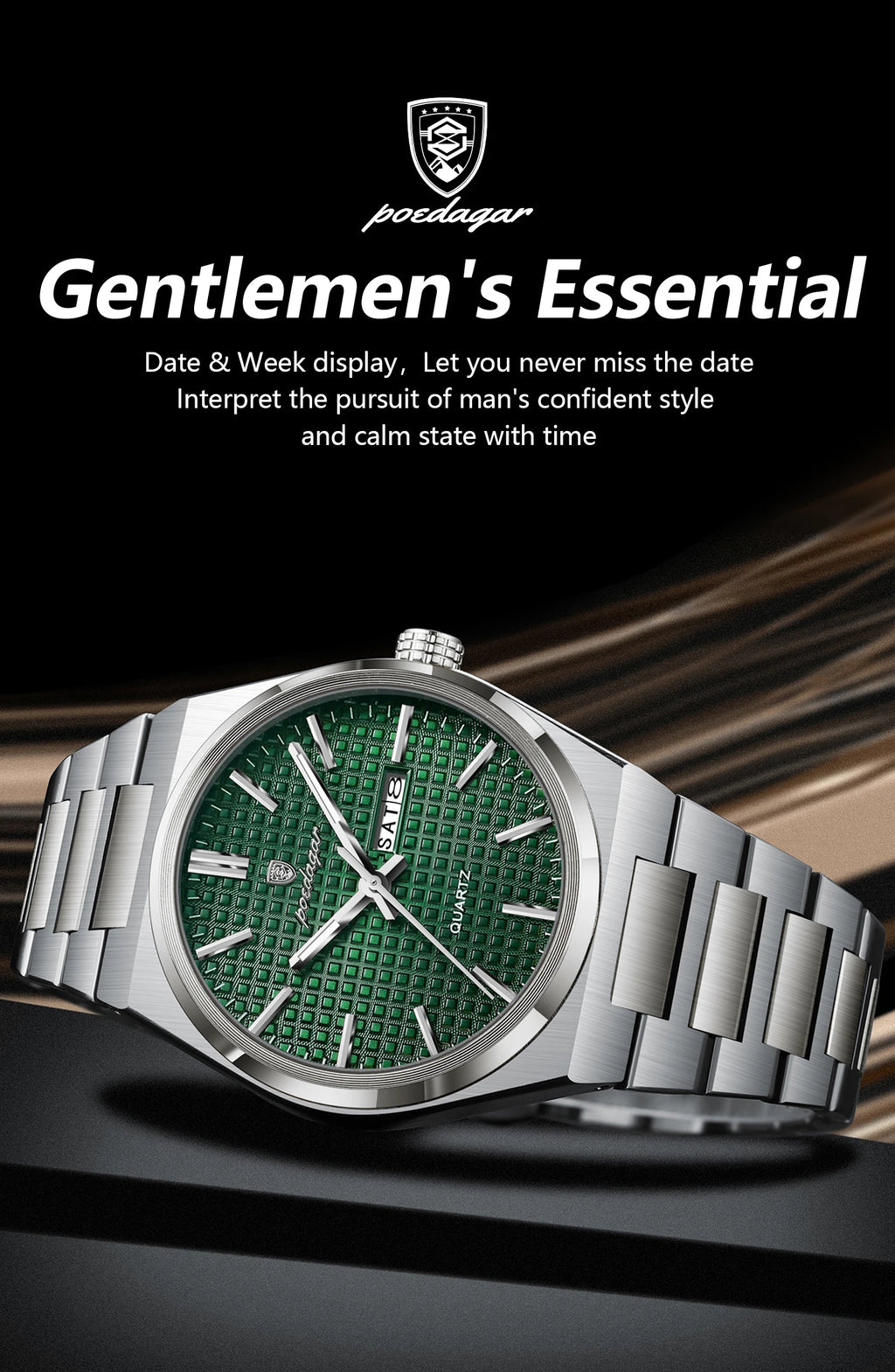 Poedagar Top Original Quartz Men Clock Waterproof