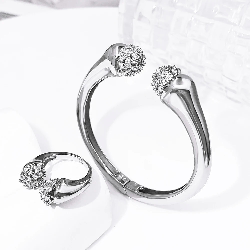Women Bracelet And Ring Set Luxury Gold Color
