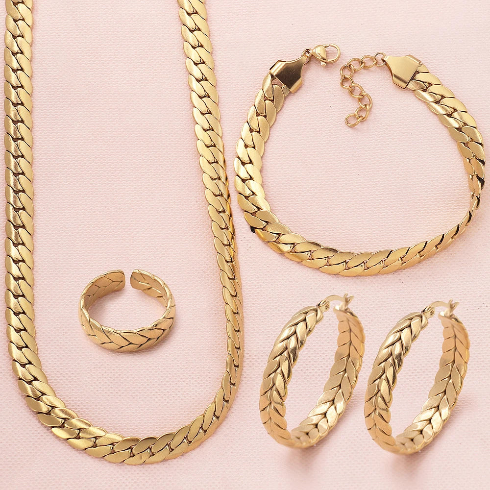 Simple Style Snake Chain Jewelry Set Vintage Style