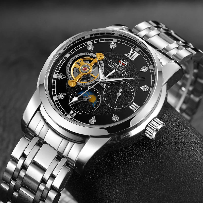 Forsining Tourbillon Automatic Men Watch 24h AM
