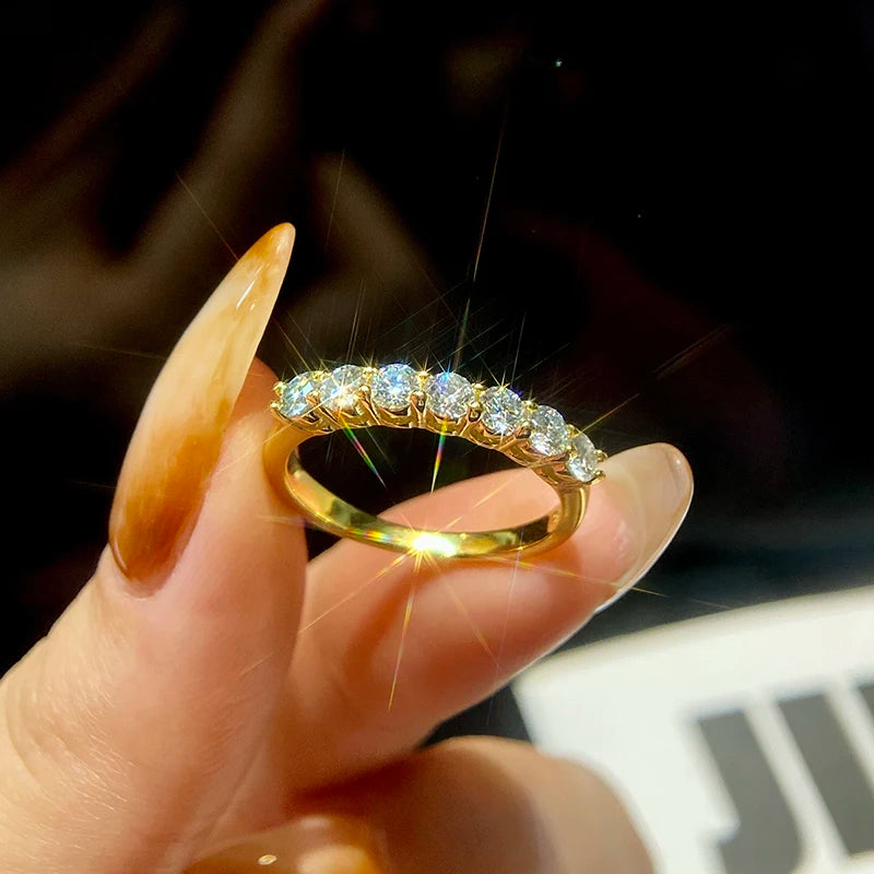 Novary Real Moissanite Ring 925 Sterling Silver - 0.7 carat (total) / Gold / 6, 0.7 carat (total) / Gold / 5, 0.7 carat (total) / Gold / 8, 0.7 carat (total) / Gold / 7, 0.7 carat (total) / Gold / 10, 0.7 carat (total) / Gold / 9