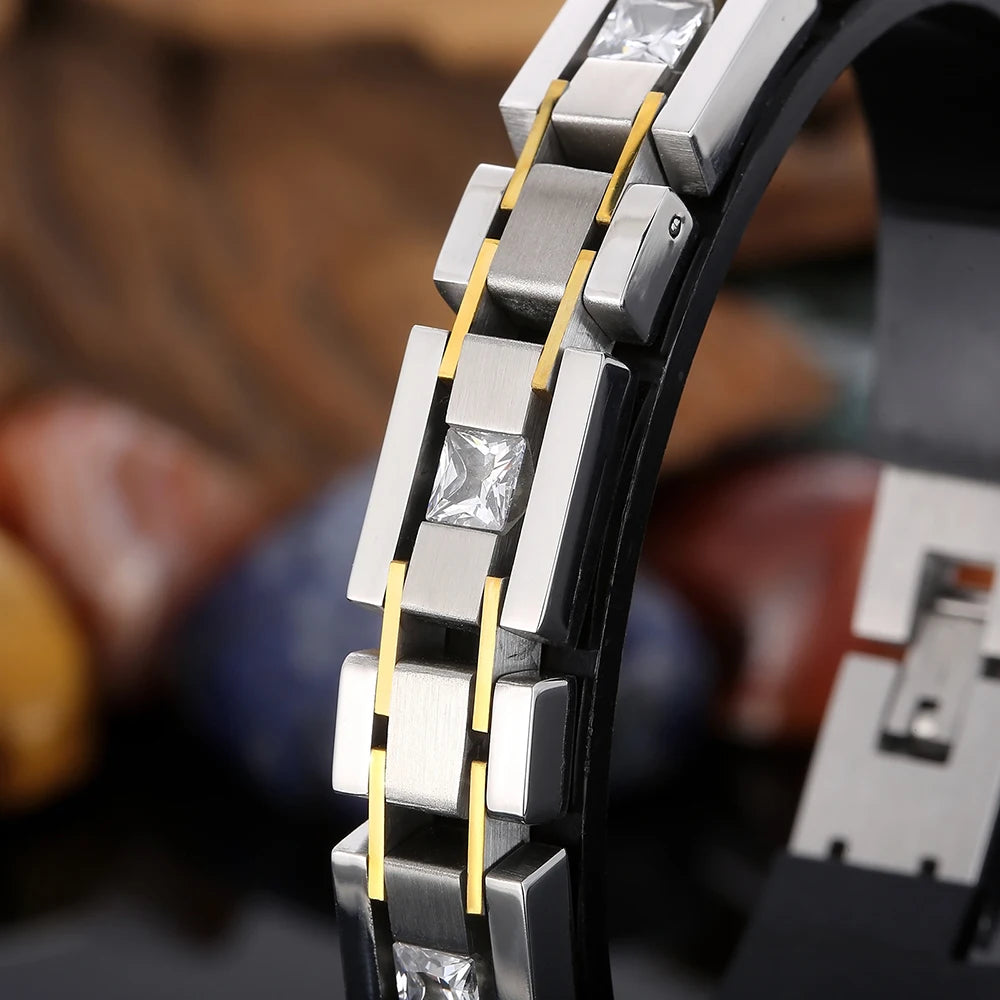 Casting Stainless Steel Man Bracelet Two Tone