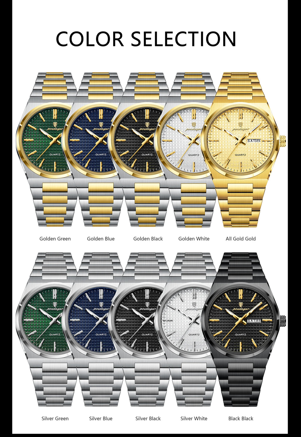 Poedagar Original Luxury Men Clock Waterproof