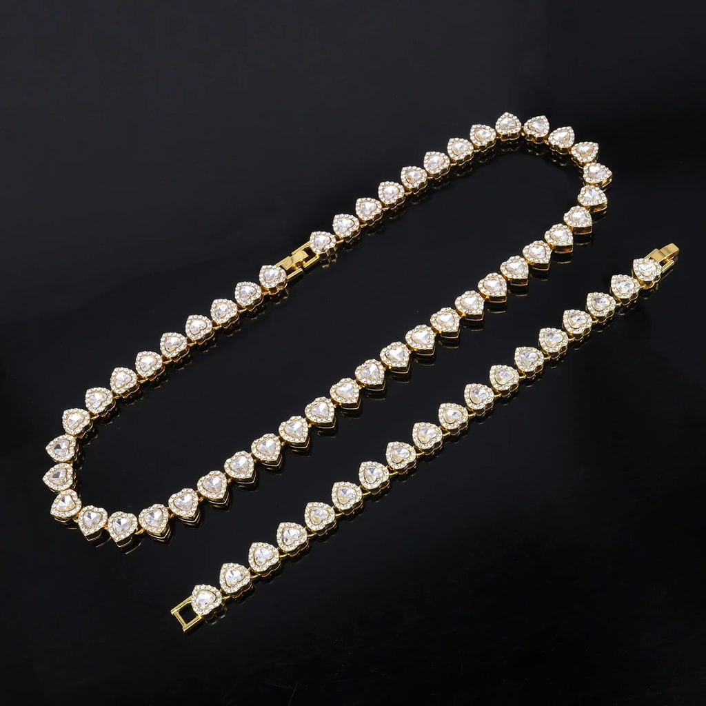 45CM Hip Hop Tennis Necklace Bracelet Set