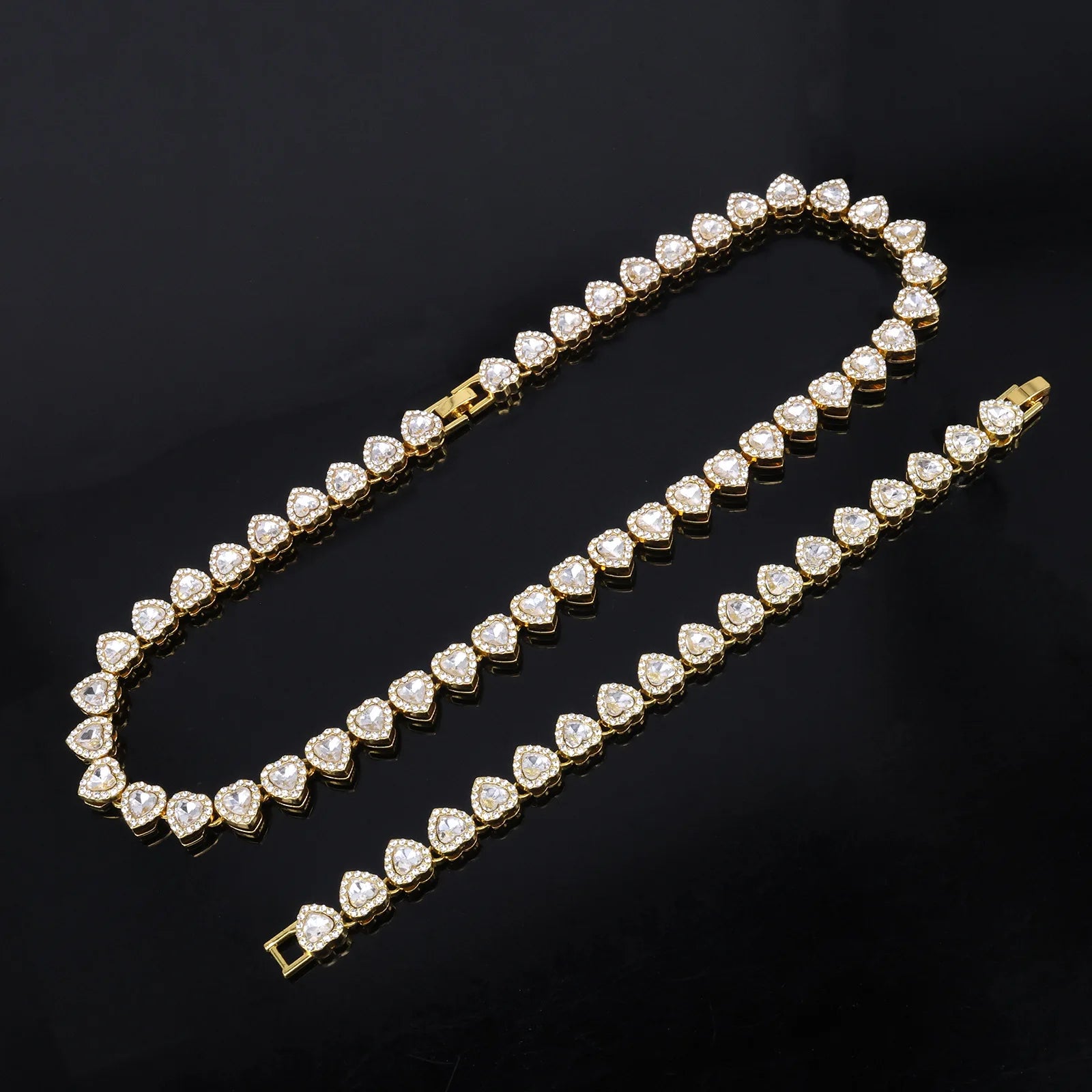 45CM Hip Hop Tennis Necklace Bracelet Set