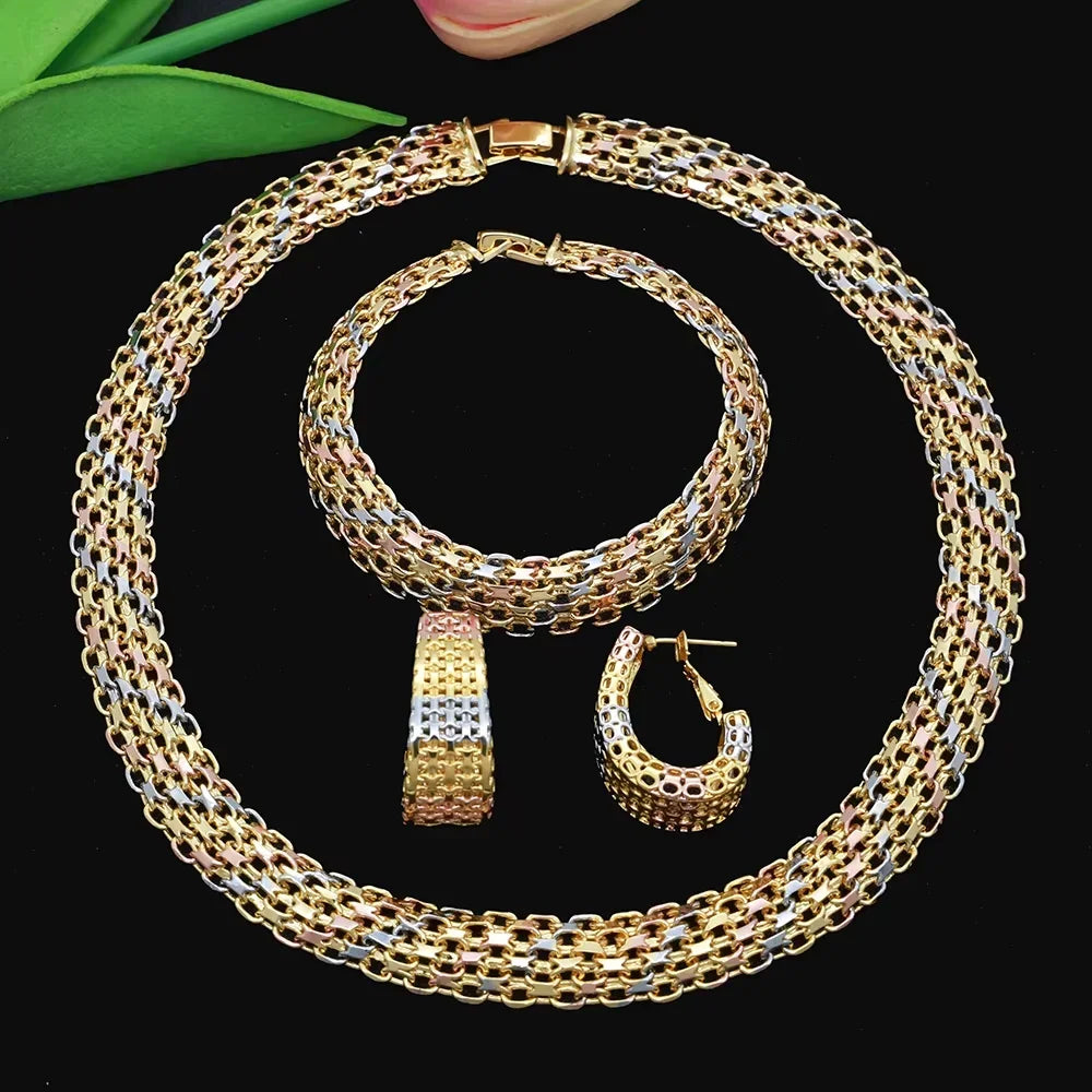 Dubai Luxury Handmade Women Jewelry Set 18k Gold-P.
