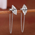 0.5/1carat Marquise Cut Moissanite Chain Earrings for - Chain Earrings / 1carat 5x10mm, Chain Earrings / 0.5carat 4x8mm