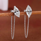 0.5/1carat Marquise Cut Moissanite Chain Earrings for - Chain Earrings / 1carat 5x10mm, Chain Earrings / 0.5carat 4x8mm