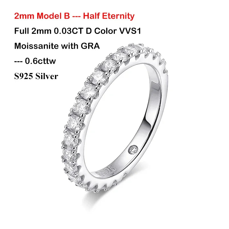 EWYA Luxury 2.2cttw 3mm Moissanite Full Enternity