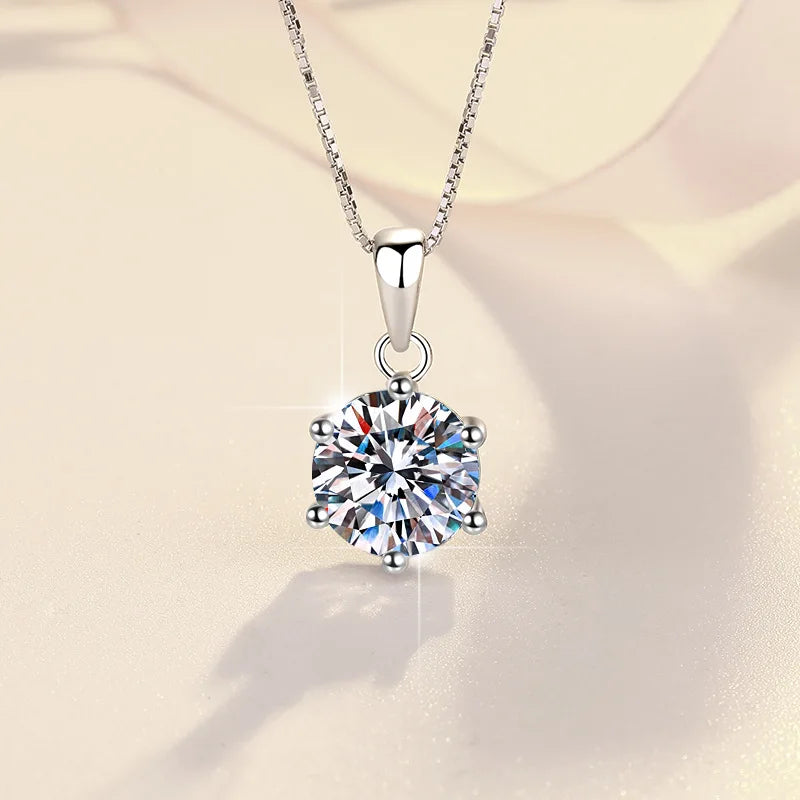 1Carat Genuine Moissanite Pendant Necklace for Women