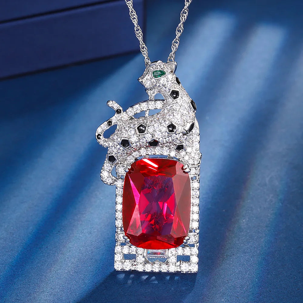 Vintage 15*20mm Ruby Gemstone Necklace Pendant