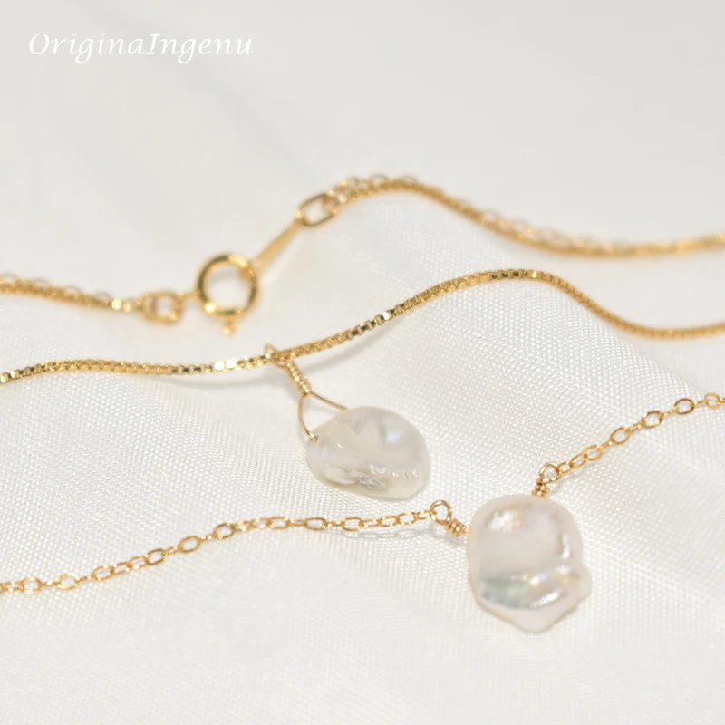 Natural Baroque Pearl Necklace Handmade Jewelry