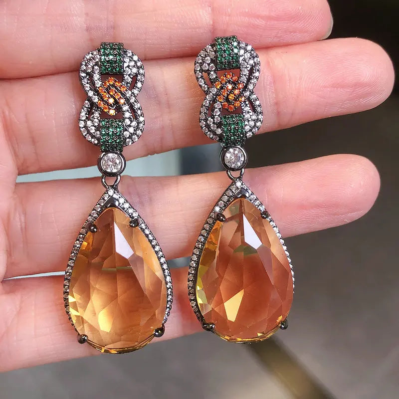 Bilincolor Fashion Vintage Big Yellow Cubic Zircon