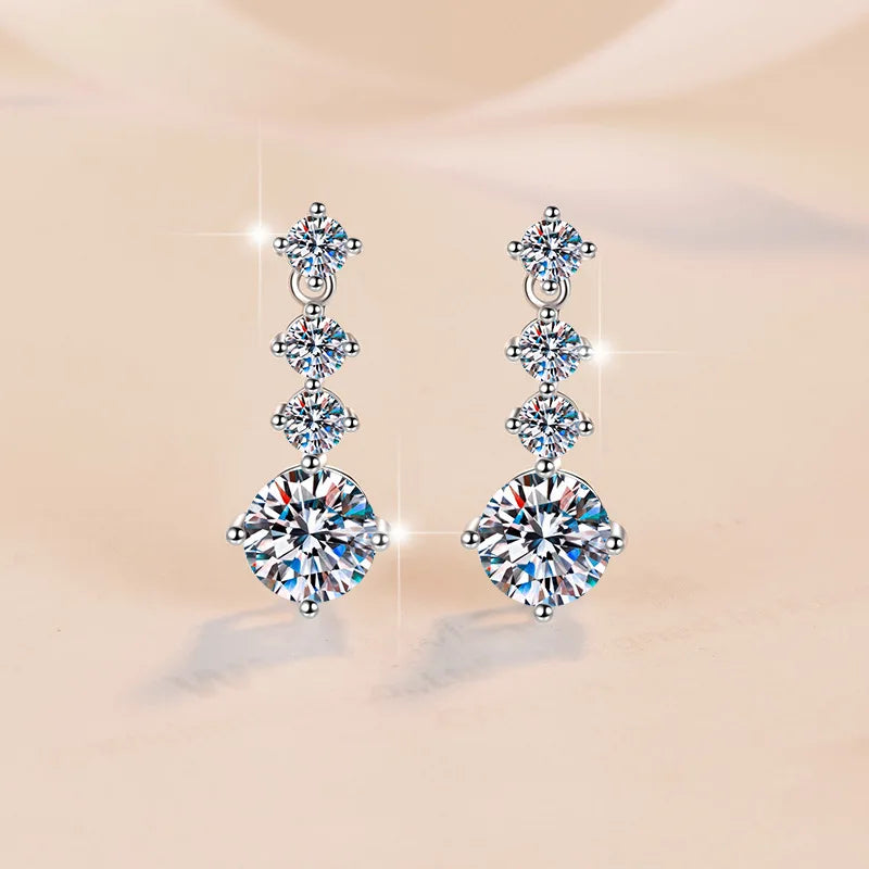 1-2ct Moissanite Earrings for Women Lab Grown